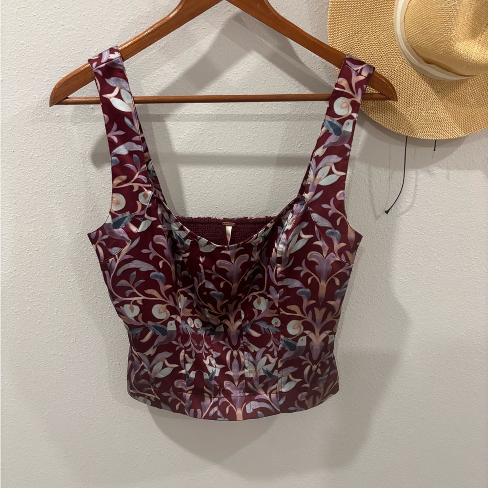 Free People Grace Corset Top in Cabernet Combo size XS - Picture 5 of 13